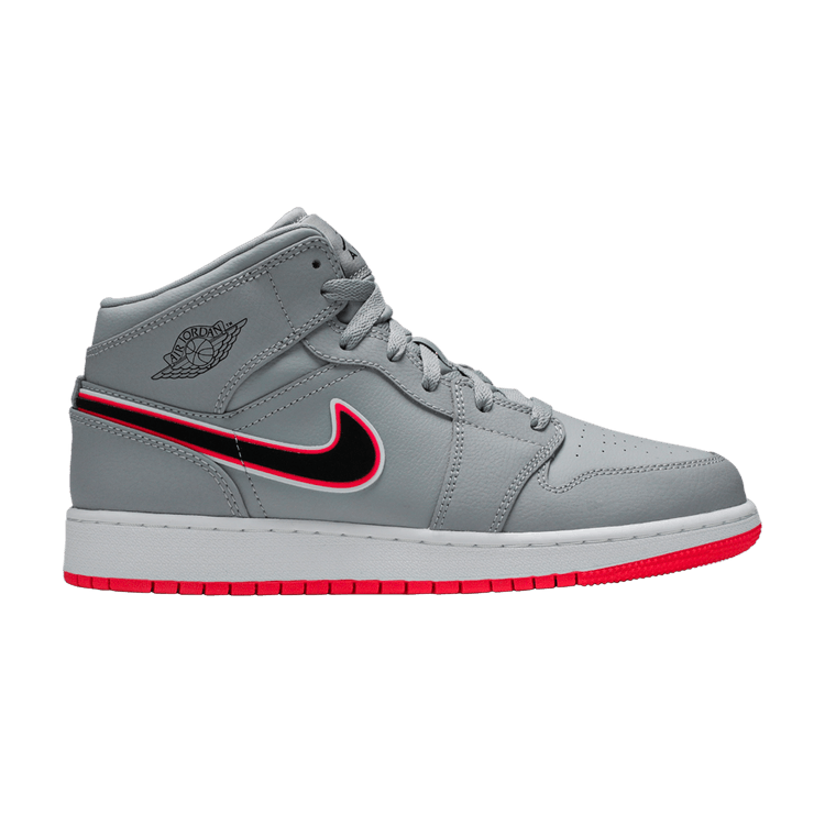Jordan 1 Mid Wolf Grey Racer Pink Black (GS)